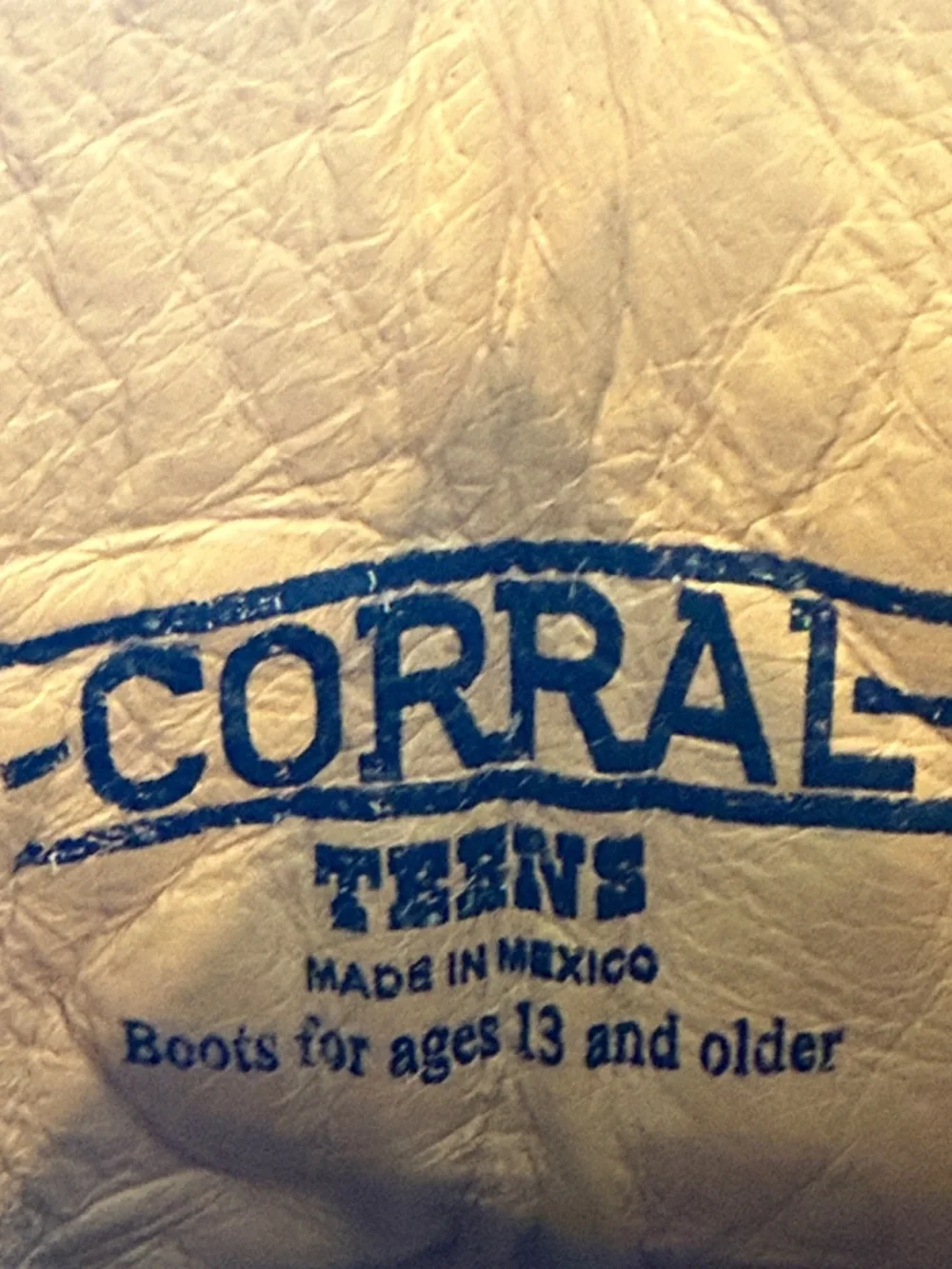 Corral Teen 4 Embroidered Brown‎ Leather Cowboy Boots - Cream Scroll Detail